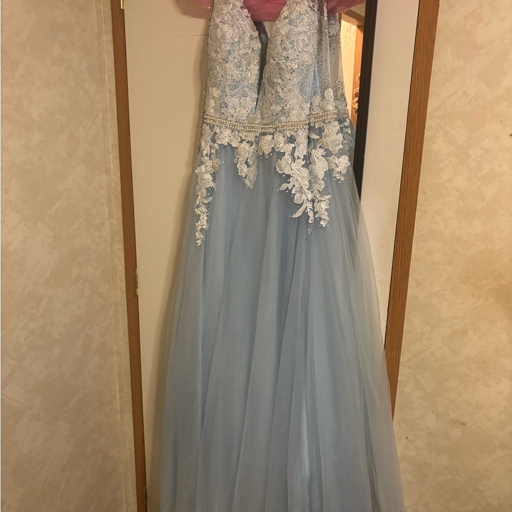 Elegant Blue and White formal gown